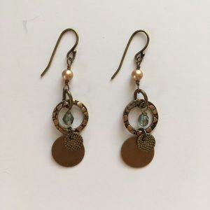 Bronze metallic textured drop earrings